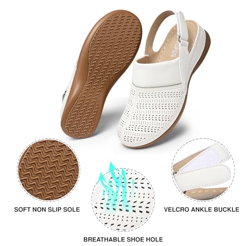Image of TEMOFON Shoes for Women Clogs Sandals: Comfortable Closed Toe Wedge Shoes Sling-Back Walking Mules with Arch Support