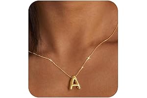 Bubble Letter Necklace Gold Initial Necklaces for Women Trendy Necklace