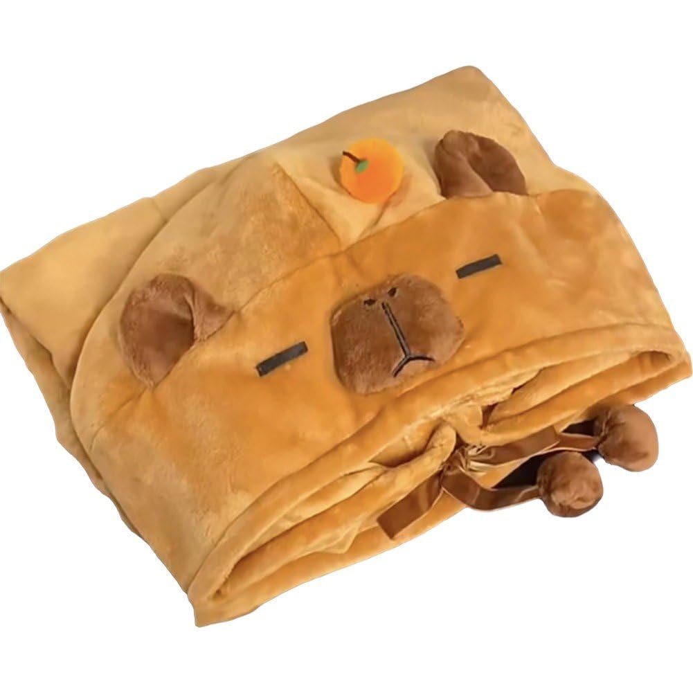 Couverture douce à porter Capybara en flanelle style sweat à capuche de maison