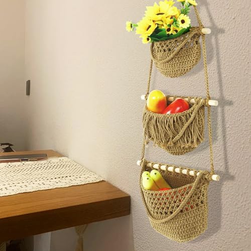 Cesta de cocina en pared para frutas: optimice su espacio con algodón y madera 6