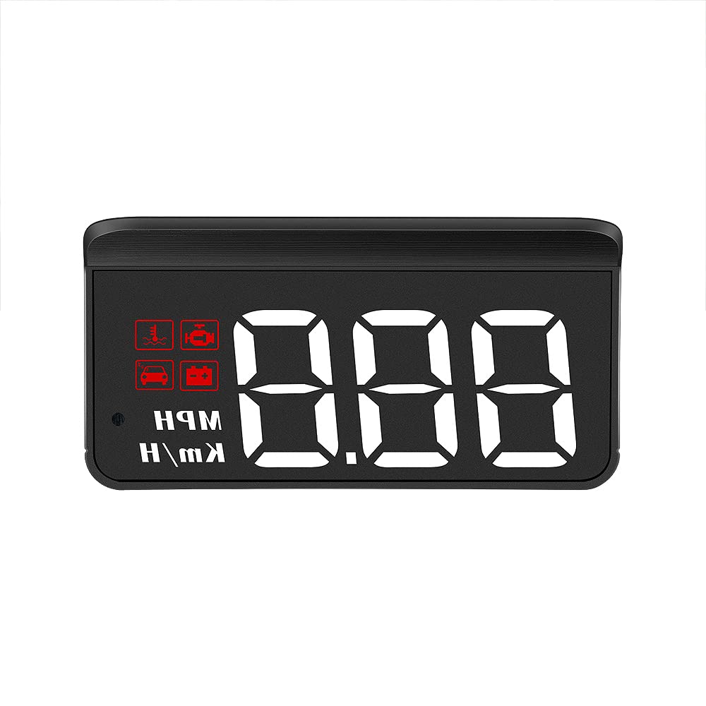 OBD2 HUD Head Up Display Windshield Projector Screen Display Head up Display Multi‑Function Gauge Alarm Fatigue Driving Reminder for All Vehicle Plug & Play OverSpeed Warning