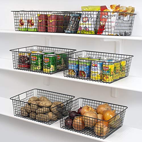 Image of Sorbus Metal Wire Baskets Storage Bin Organizer for Food Pantry, Freezer, Kitchen, Laundry Room, Basket organizers for Home, Bathroom, Closet Organization, Iron Metal