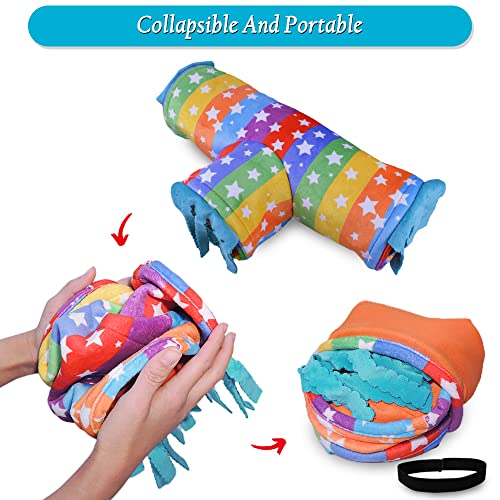 Image of Guinea Pig Tunnel-HOMEYA Guinea Pig Hideout,Collapsible 3 Way Hamster Play Tubes with Fleece Forest Curtain,Small Animal Pet Toys and Cage Accessories for Rabbit Bunny Ferret Rat Hedgehog-L