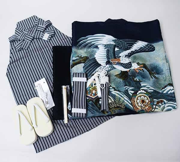 男の子 アンサンブル 羽織 着物 3601 黒 鷹 正絹 七五三 5歳wt Amazon