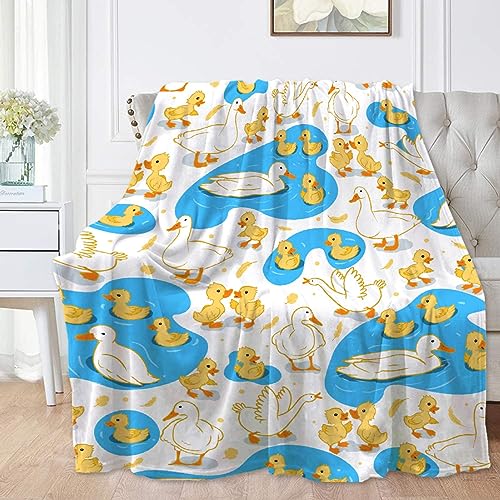 Cute Duck Blanket Gifts for Lovers - Lightweight Soft Flannel White Throw for Couch, Bedding, Travel, Sofa - 40x50in Kid/Child Gift