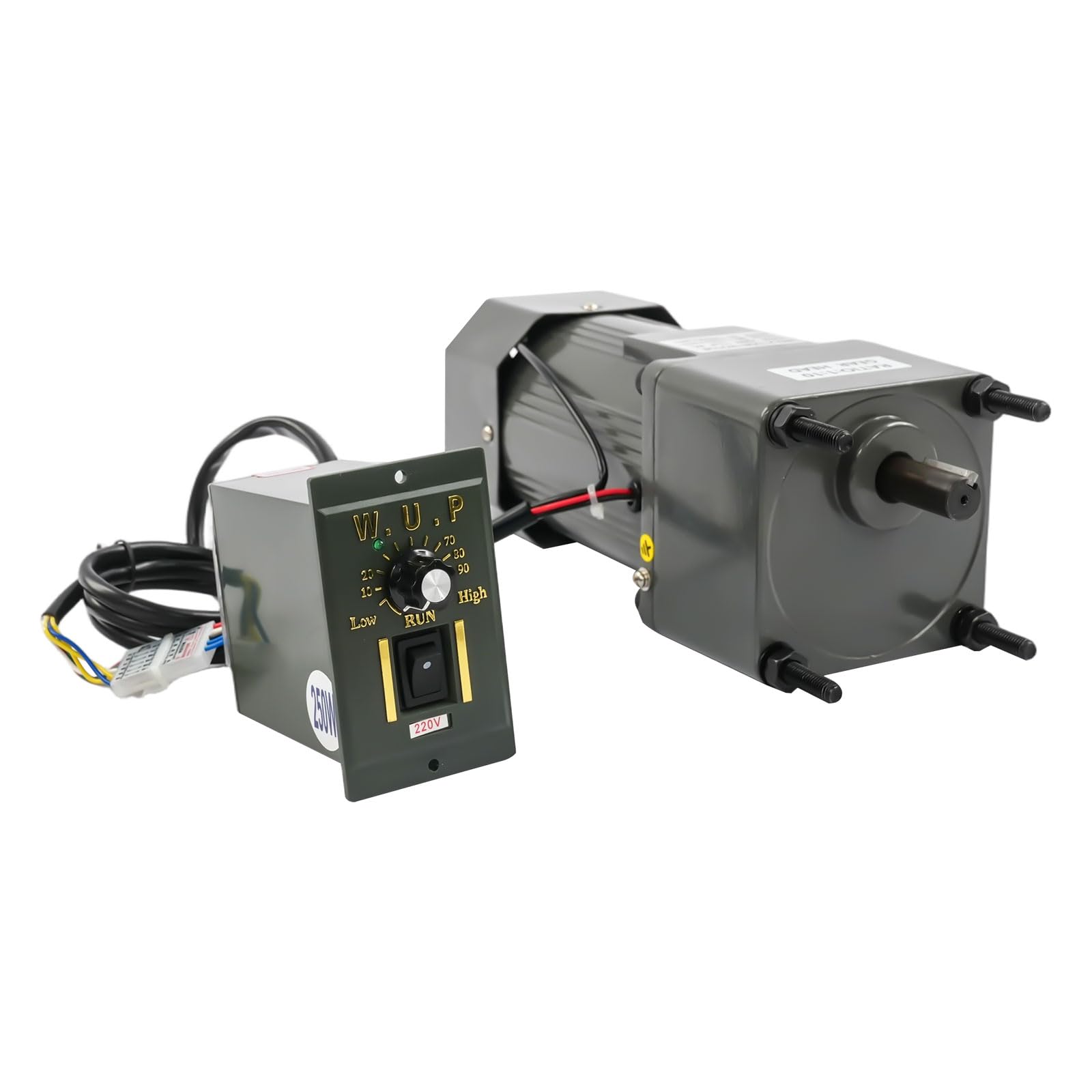 Motor de engranaje de 220 V, 10 K 250 W, motor de engranaje helicoidal con reductor y regulador de velocidad, 135 rpm, velocidad ajustable, 60 dB y 40 uF, motor eléctrico para máquinas de cría de
