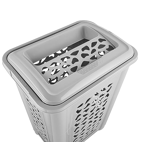 keeeper Wäschebox mit Einwurfschlitz und aufklappbarem Deckel, Luftdurchlässig, 60 l, Per, Nordic Grey
