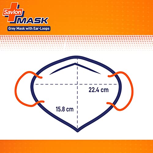 Image of Savlon Mask, Adjustable Earloop Grey, BIS Certified FFP2 S Mask, comparable to N95, Pack of 4