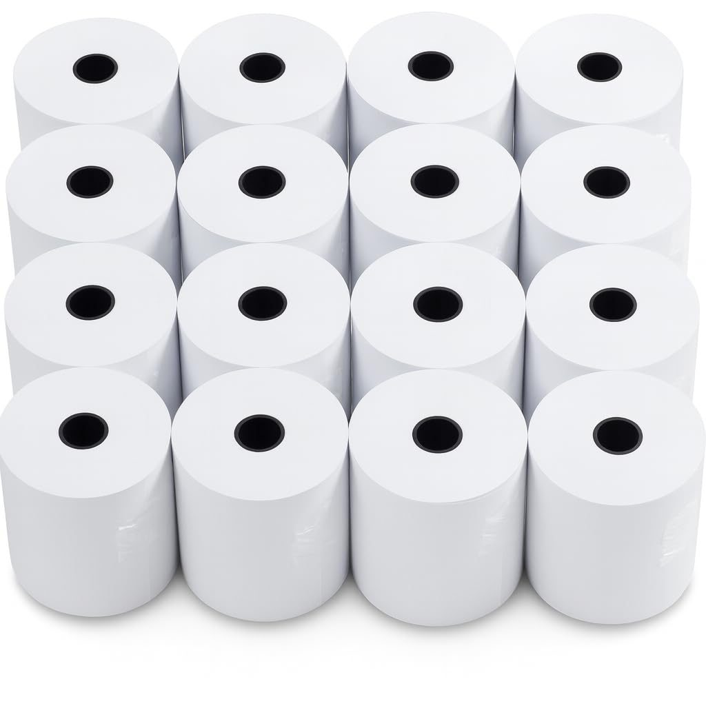 Pack 24 Rollos Papel Térmico para Impresora TPV, libre de Bisphenol A. Compatible con las impresoras de uso universal. 80 x 80 x 12 mm por 80 m de longitud