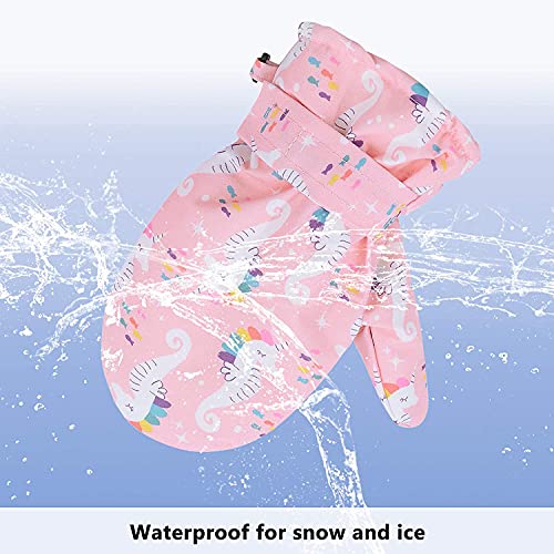 Image of Lined Fleece Toddler Mittens Kids Winter Warm Gloves Child Ski Gloves Waterproof Snow Baby Mitten for Boys Girls, Orange Coral, L (Fits 4-6 Years)