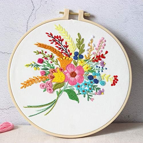 Konrisa Stamped Embroidery Kit with Pattern Flowers Plants DIY Sewing Floral Embroidery Starter Kit Cross Stitch Kits for Adult ,Include Floss,Hoops,Color Thread,Needle and Instructions,Set of 2