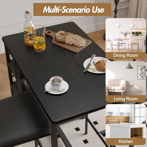 Mesa de cocina con estantes para optimizar espacios y taburetes cómodos 7
