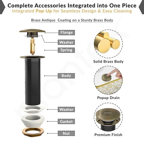 Image of Plantex Pure Brass Waste Coupling for Wash Basin /5 inch Drain Out let System Fully Thread Pop up Coupling for Wash Basin (Brass Antique - Pack of 1)