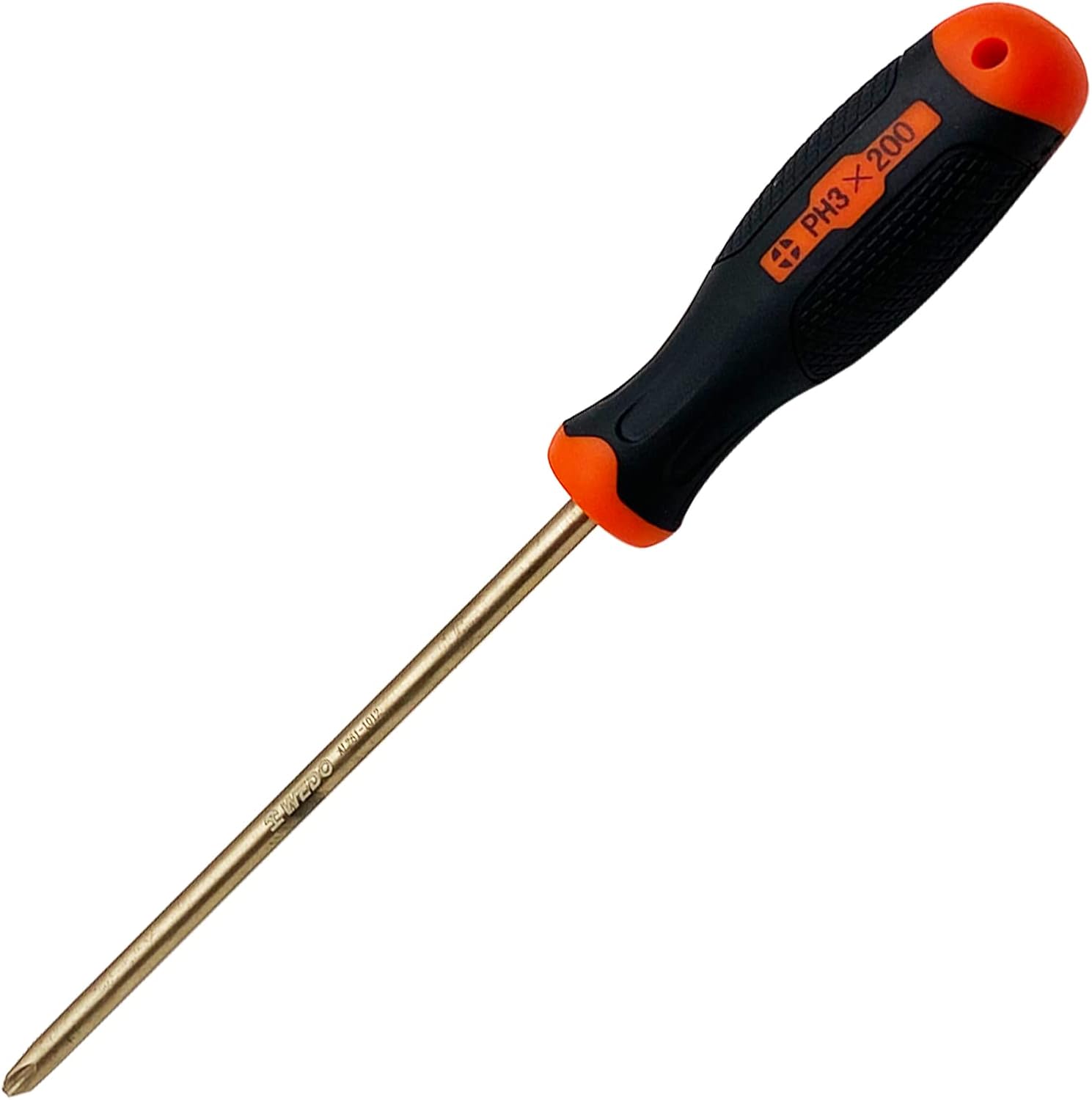 WEDO 4-Piece Non-Sparking Screwdriver Set,Flat Head(3X75mm,4X100mm,8X200mm),Cross-Head PH1 100mm,Aluminum Bronze,Fiberglass Handle,Phillips&Slotted Screwdriver Set