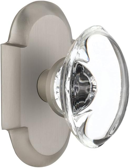 Nostalgic Warehouse Cottage Plate with Oval Clear Crystal Glass Door Knob, Passage - 2.75", Antique Brass