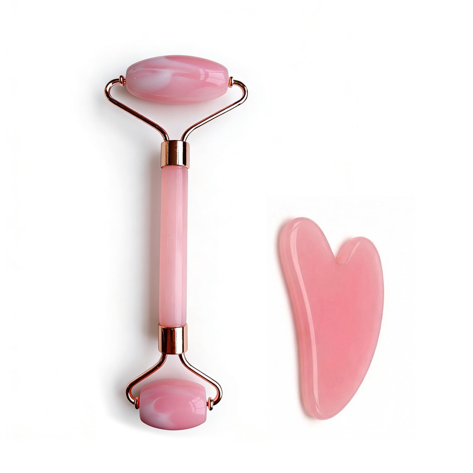 2 herramientas de masaje facial gua sha y rodillo de cuarzo, herramienta de cuidado de la piel para drenaje linfático facial, alivio de la tensión, reducción de la hinchazón, regalo para rutina de