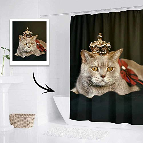 VEELU Cortinas Personalizadas de baño antimoho y Lavables, Cortina Ducha Personalizada con Foto, Cortina Ducha Divertida de Poliéster Impermeable 122*183cm Cover