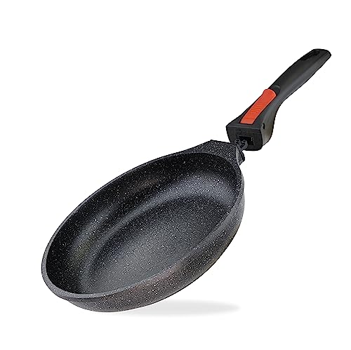 Linnuo Aluguss Pfanne 24 cm abnehmbarer Griff, Antihaft beschichtete Pfanne für Induktion und alle Herde, dicker Boden, ofenfest, hoher Rand | Frying Pan