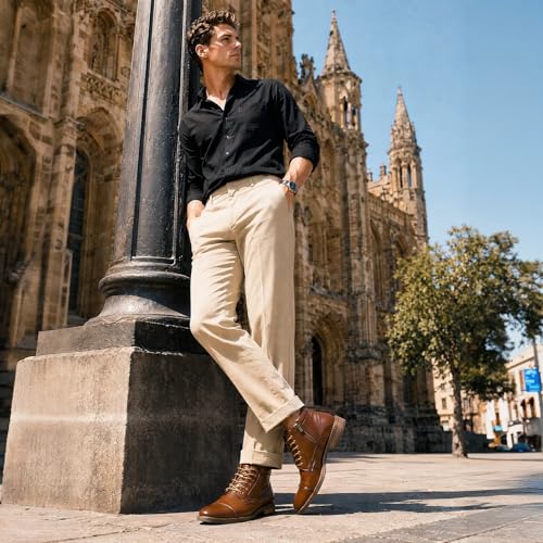 Image of Arkbird Men's Dress Boots Genuine Leather Cap Toe Ankle Boot with Side Zipper for Casual Business Formal Wear