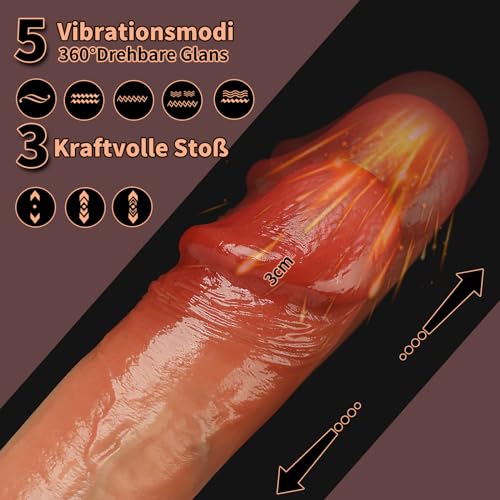 EATFEED Realistischer Dildo Vibrator mit Stoßfunktion, Klassische Anal Dildos Vibration für Frauen mit Heizung, Realistischer G-Punkt Vibratoren 360°Rotierender Glans Sexspielzeug für Paare Männer – Bild 3