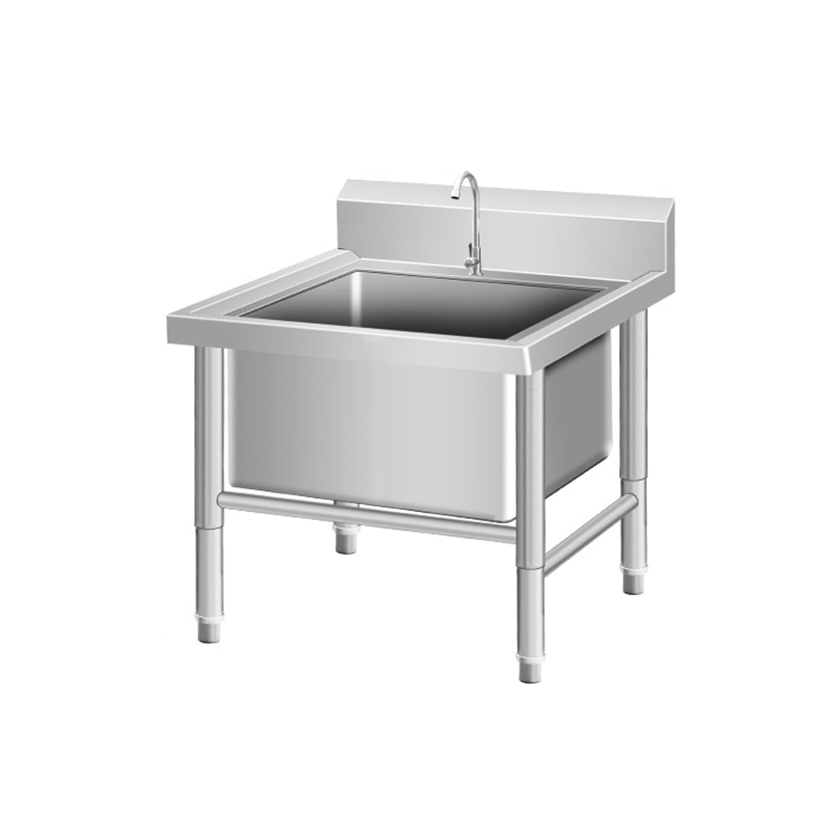 ZTCHSENZT Stainless Steel Commercial Floor Mop Sink with Backsplash, Freestanding Utility Basin for Indoor and Outdoor Use in Kitchen, Laundry, and Industrial Settings,9-60 * 60cm
