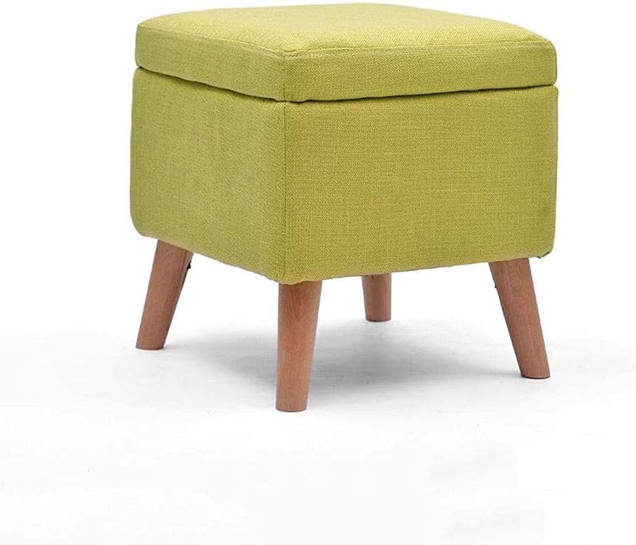 Repose-pieds ottoman en bois massif : tabouret rembourré 40 cm