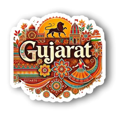 Image of Gujarat Textured Finish Acrylic Fridge Magnet - UV Texture Printed, Stylish Multicolor Magnet for Fridge, Wardrobe & Metal Surfaces, Pack of 1 (Gujarat)