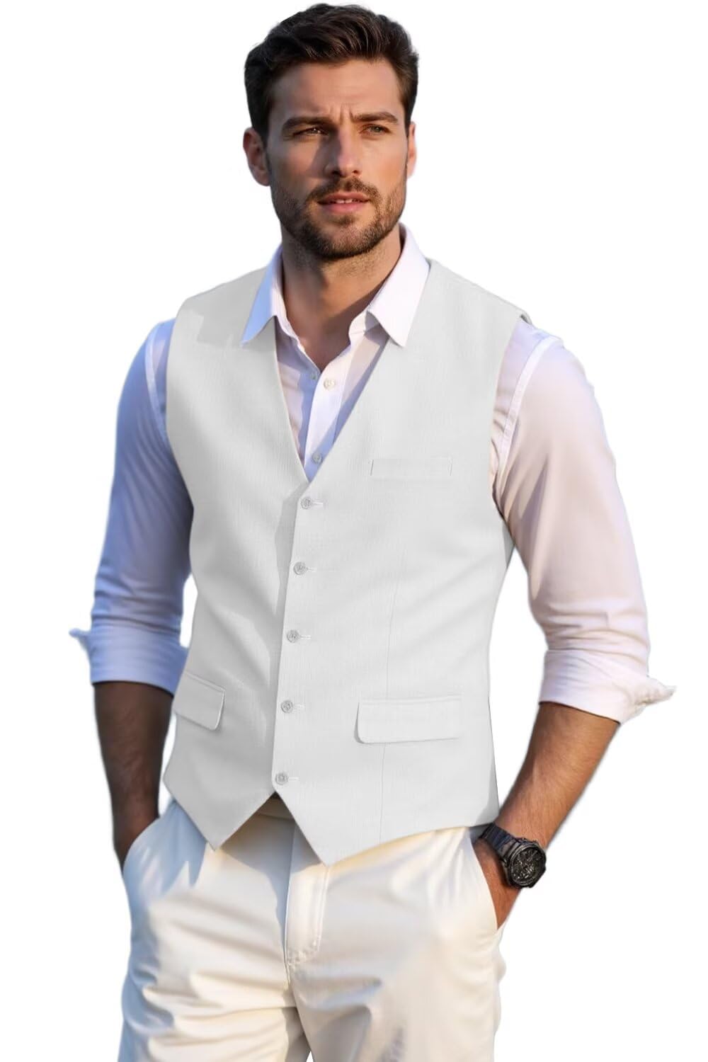 Gilet estivo da uomo, vestibilità normale, classico, per matrimoni e feste