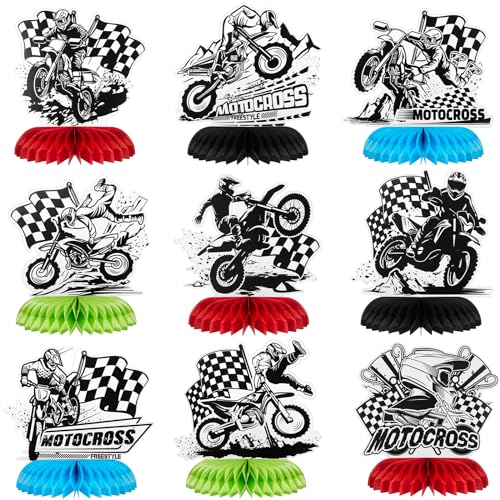 Decoración de cumpleaños de moto para mesas temáticas de carreras