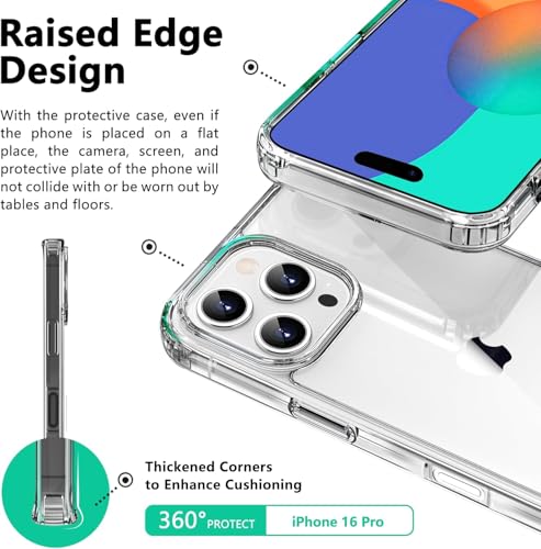 Image of ClearShield Transparent Back Cover for iPhone 16 Pro, Hybrid PC & TPU Shockproof Design, 360 Degree Protection Crystal Clear Case, Anti-Scratch Armor Mobile Phone Cover