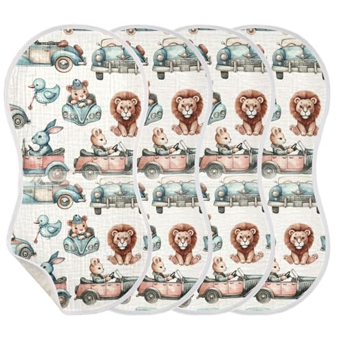 Muslin Baby Burp Cloths, Car and Animals Cotton Soft Burp Cloths for Newborns​​, Extra Absorbent Burp Cloths 1-Pack​​, 22 x 11 Inch3