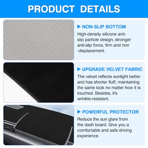 Image of Autorder Dashboard Cover Mat for 1993 1994 1995 1996 Chevrolet Camaro Accessories Dash Cover Upgrade Velvet Dash Mat Sunshade Glare UV Rays Protector