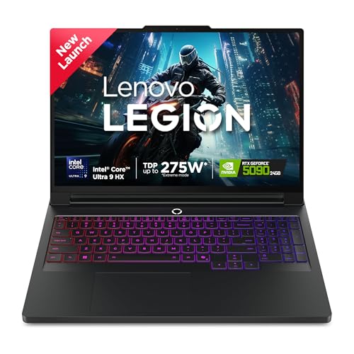Image of Lenovo Legion Pro 7 2025 Intel Core Ultra 9 275HX | NVIDIA RTX 5090 24GB (64GB RAM /1TB SSD /WQXGA OLED /240Hz /16 (40.6cm) /Windows 11 /Office 2024+AI Now /Black /2.5Kg), 83F500D8IN AI Powered Gaming Laptop