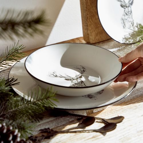 HOMLA Essteller Speiseteller Teller Porzellan Reindeer tief mit...