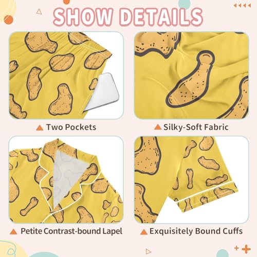 senya Chicken Legs Satin Summer Pajama Sets Silk Short Sleeve Button Down Sleepwear3