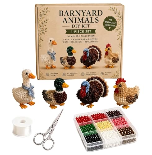 Juego de manualidades de perlas de animales y abalorios para jóvenes y adultos
