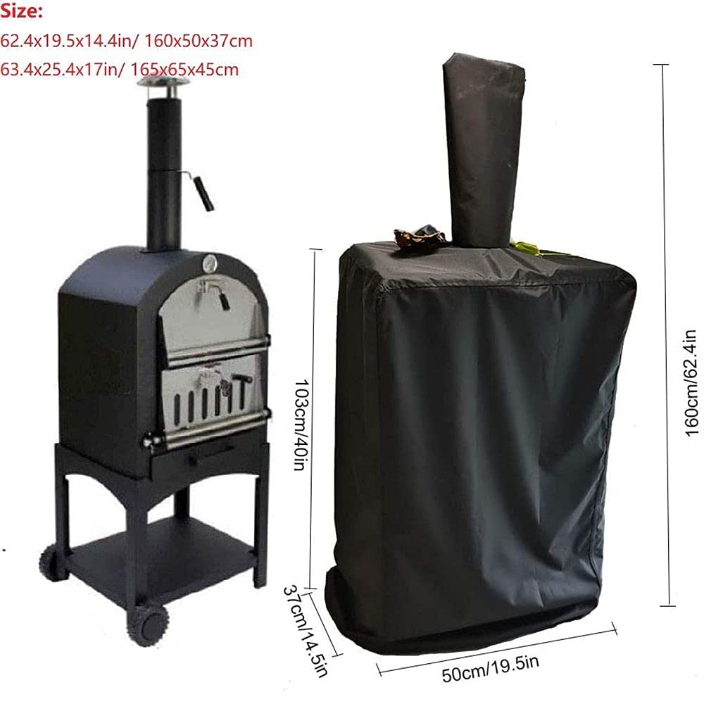 UCARE Outdoor Pizza Oven Cover Water-Resistant Dustproof Garden Patio Pizza Oven Protection BBQ Grill Rain Covers for Wood-Fired Carbon Fired Pizza Oven (62.4x19.5x14.4in/ 160x50x37cm)