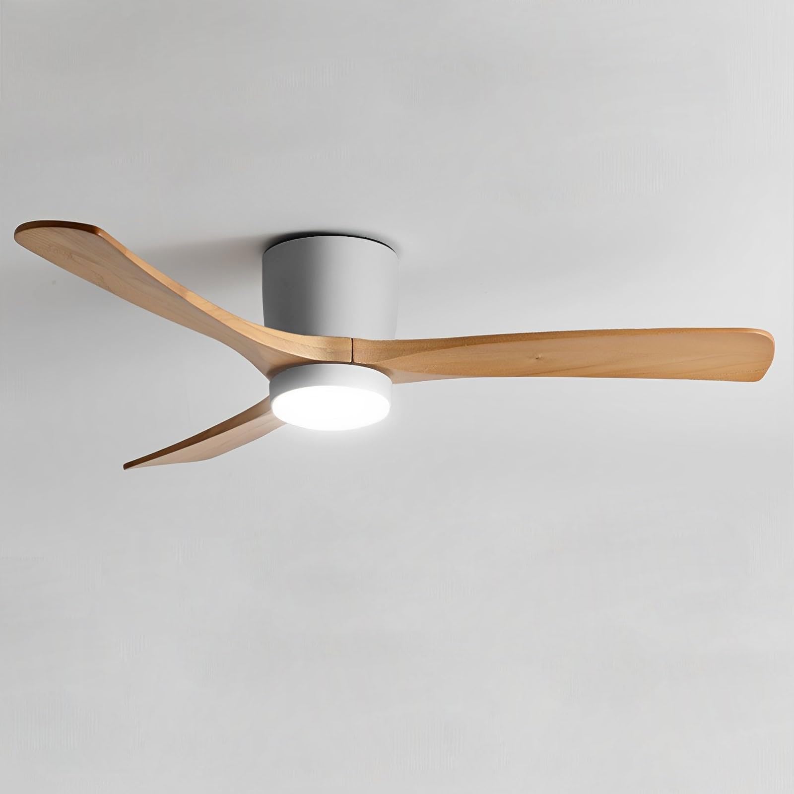 SXDMOUBK Low Profile Ceiling Fans with 28W LED Lights Modern Smart Fan Remote for Bedroom Dining Room - Wood 42in Light Indoor, 3 Blade Reversible Timer Quiet