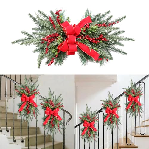 Couronne de Noël et habillage d'escalier de prestige - 3