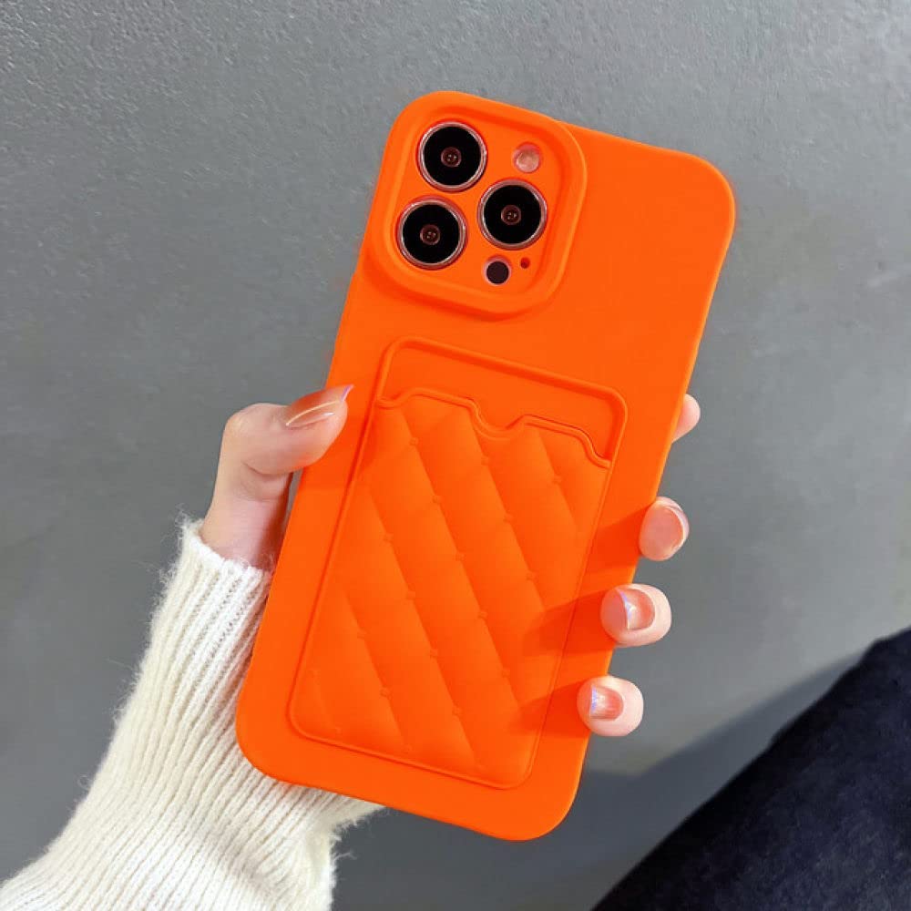 Coque silicone iPhone 8 orange protège-caméra porte-carte - 7