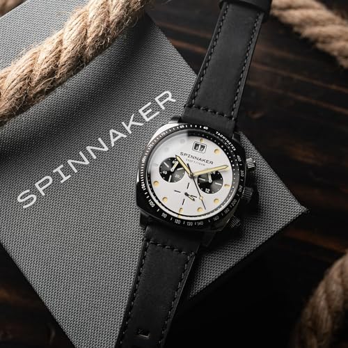 Image of Spinnaker Men's 42mm Hull Chronograph Watch with Leather Strap SP-5068