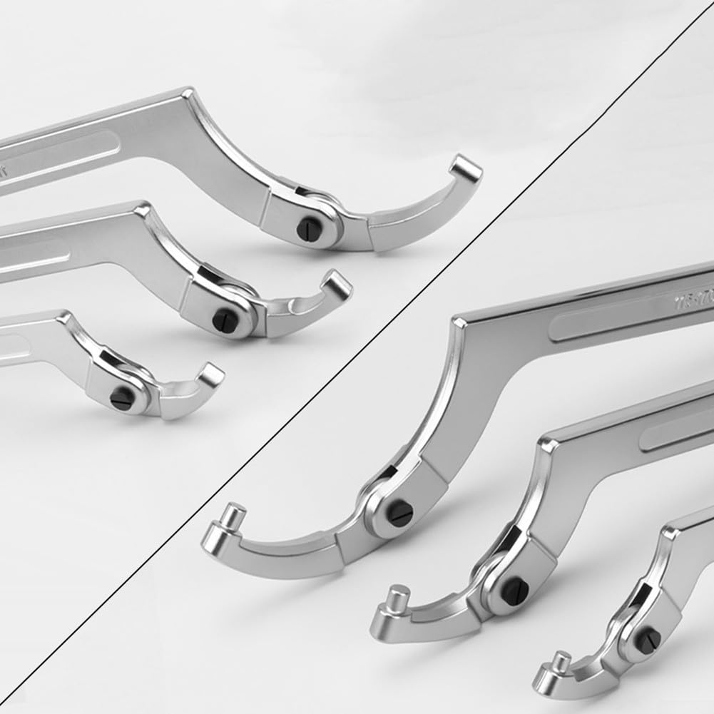 Juego de llaves inglesas ajustables de metal con gancho de ajuste de choque para tuberías de calefacción, diseño de doble cabeza, se adapta a tornillos cuadrados y redondos, acabado plateado