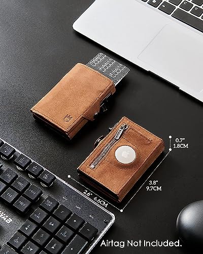 Image of Men's Slim Wallet, Brown 3.0, 100% Full Grain Leather, RFID Protected, Airtag Wallet Holder, 3 inch L x 4 inch W x 0.8 inch H