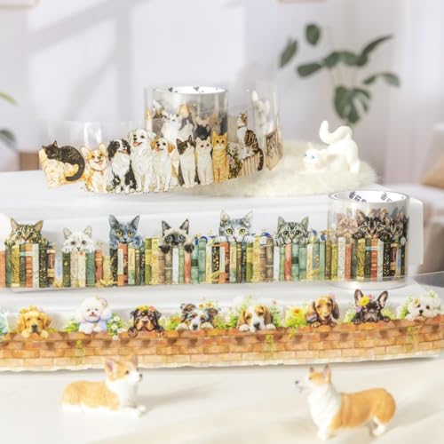 Image of PET Tape Set for Junk Journal,6 Rolls Cute Cat Tape Stickers,Clear Pet Dog Stickers for Scrapbooking,Journaling,Planner,DIY Arts Crafts,Notebook,Phone Case,Cups(Pet Time)