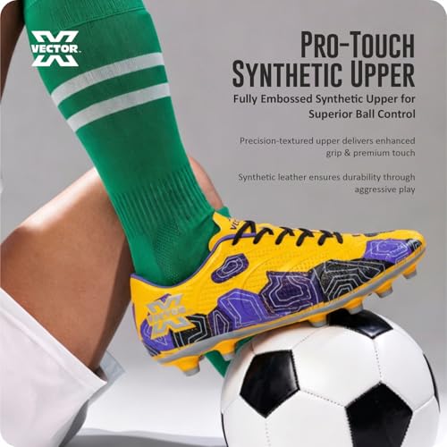Image of Vector X Breeze High-Performance Soccer Studs Fully Embossed Synthetic Upper|Double Colour High Strength TPU Sole Football Shoes Athletic Footwear for Boys Men Players