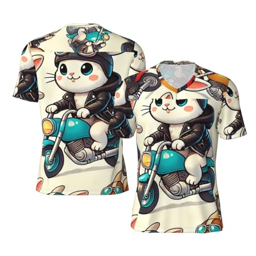 Stylish Athletic Sports Jersey Motorcyclists-Rabbits Men's Rugby Jersey 3X-Large Black