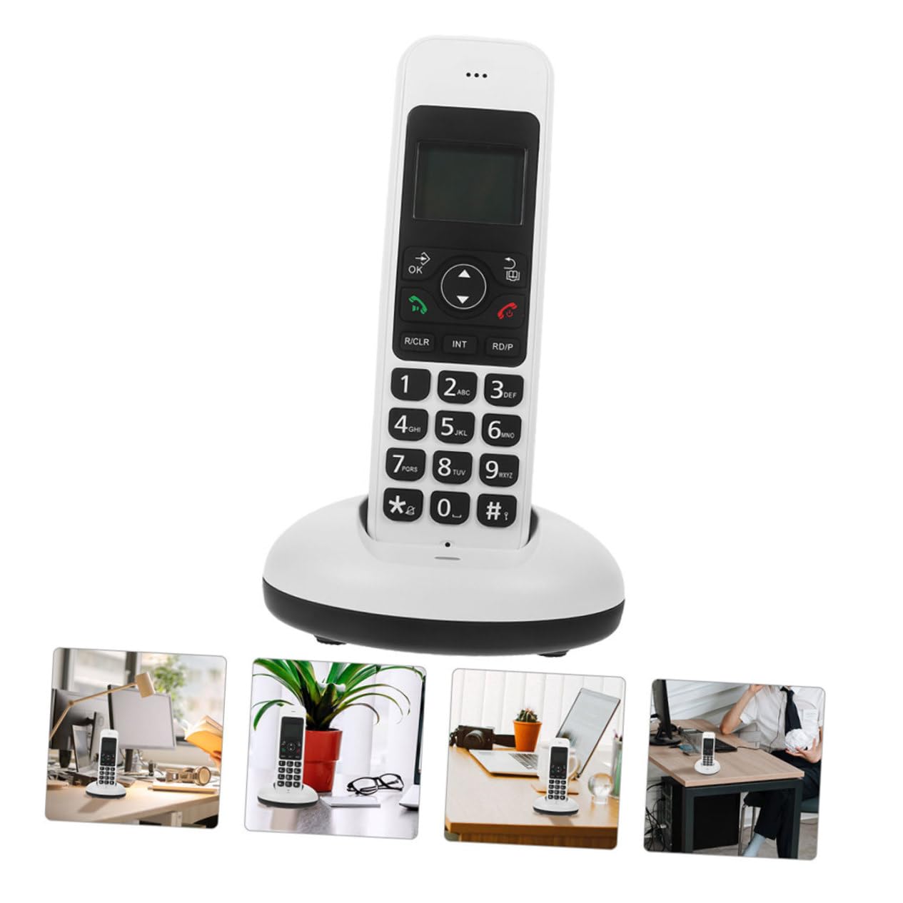 jojofuny Telefono Cordless Casa Grandi Tasti, Funzione Espandibile, Bianco, per Anziani e Vista Debole, per Casa e Ufficio
