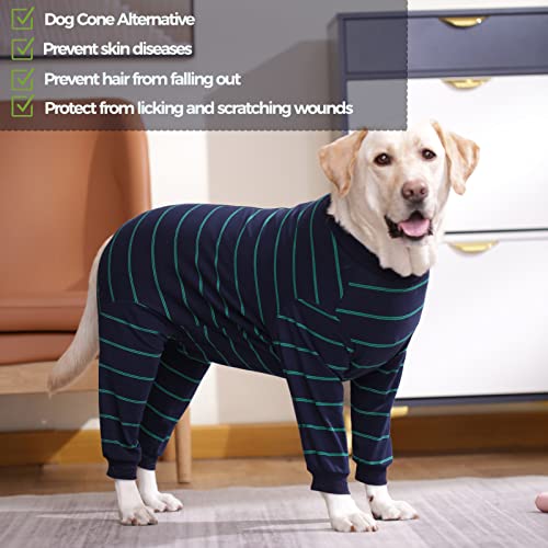 Image of Dog Recovery Suit, Large Medium Pet Onesie Bodysuit for Shedding, Prevent Licking, Wound Protection, Cone Alternative, Dog Shirt Pajamas (Blue, XXXX-Large)