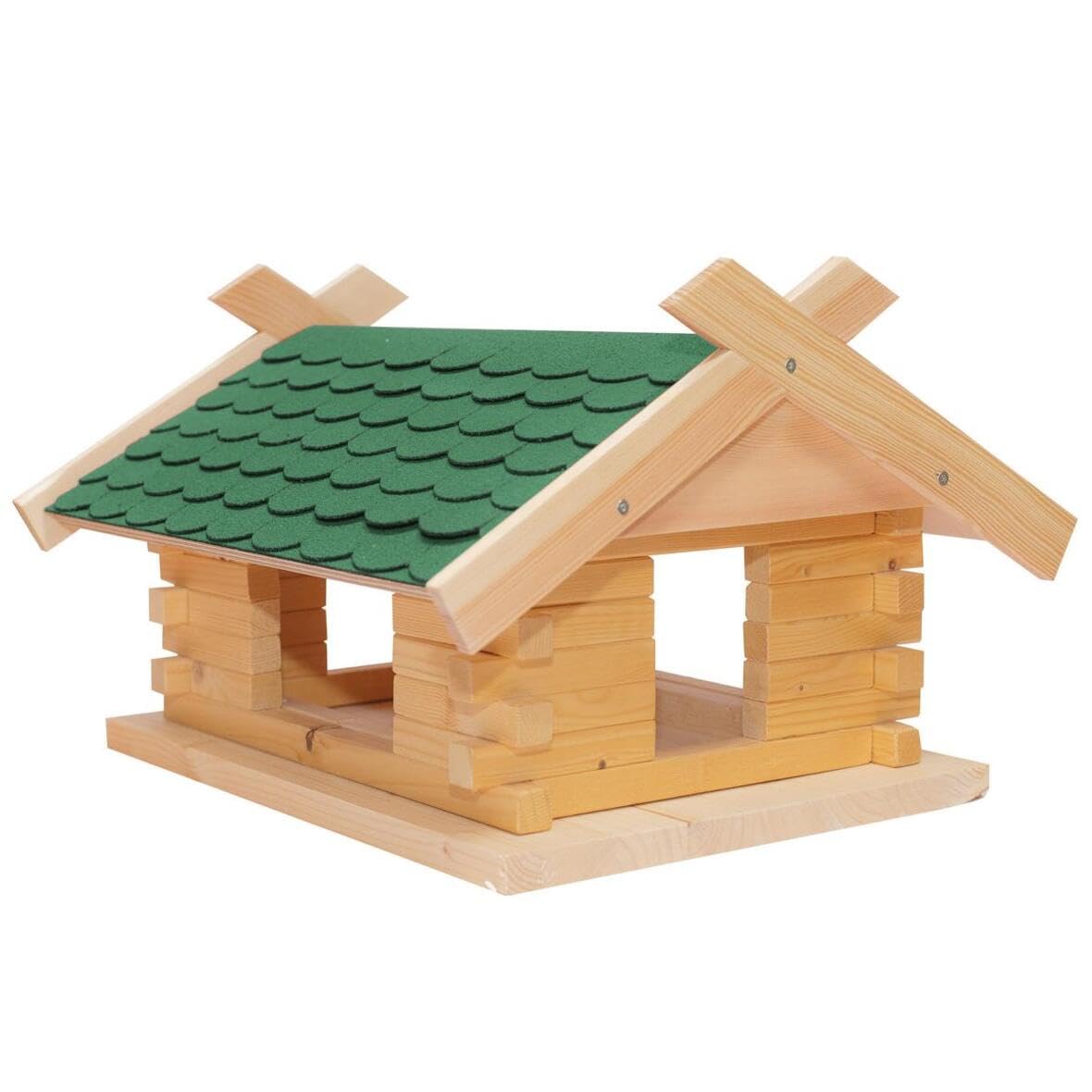 Vogelhaus Bausatz (Groß) - Grün Futterhäuschen, Vogelhäuschen L: 44,00 cm B: 38,50 cm T: 28,50 cm