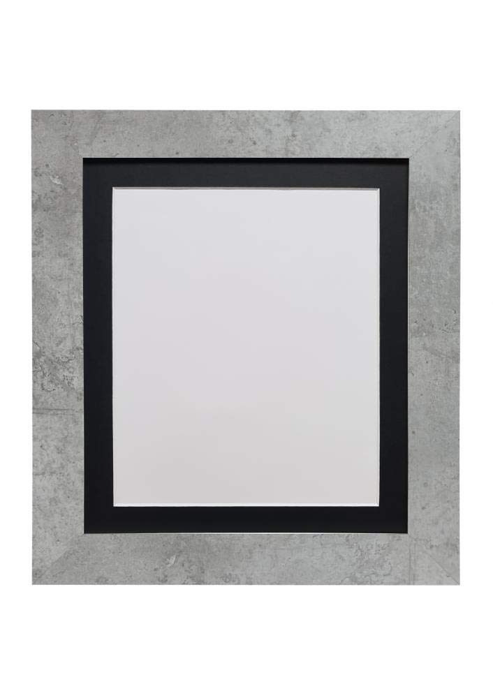 FRAMES BY POST Metro Picture Photo Frame Mineral Grey with Black Mount A3 Image Size A4 Plastic Glass